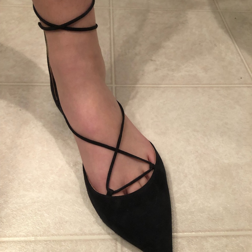 Black J Crew tie flats
